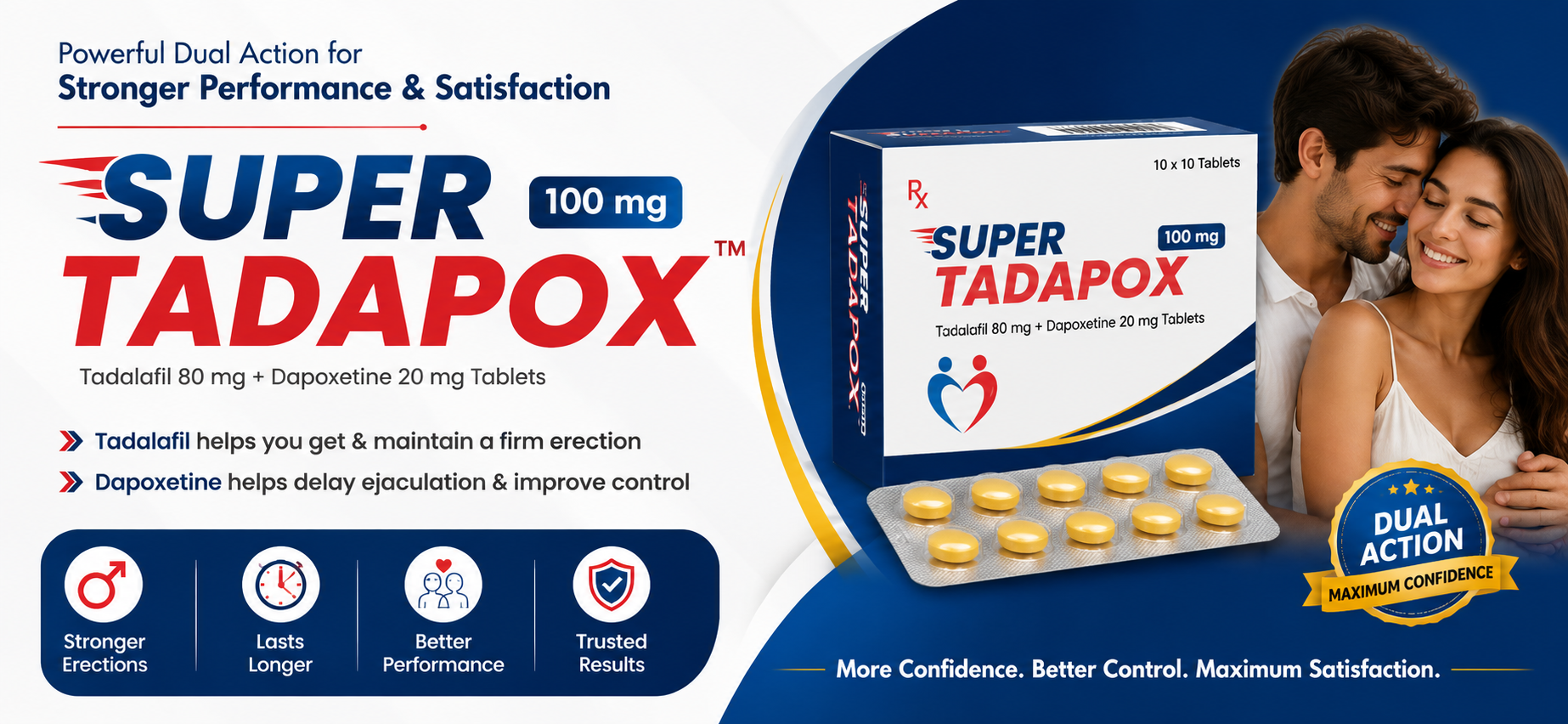Super Tadapox 100 mg: Handles Two Sensual Issues at the Same Time